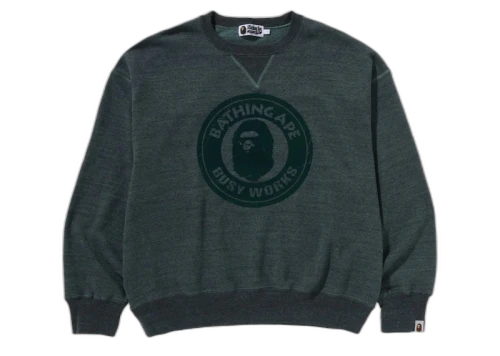 BAPE Over Dye Busy Works Relaxed Fit Crewneck Sweatshirt Grey