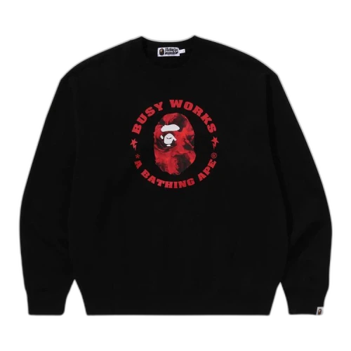 BAPE Floral Solid Camo Busy Works Relaxed Fit Crewneck Sweatshirt 'Black'