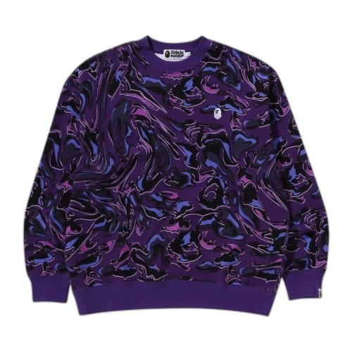 BAPE Marbling Camo Logo Relaxed Fit Crewneck Sweatshirt 'Purple'
