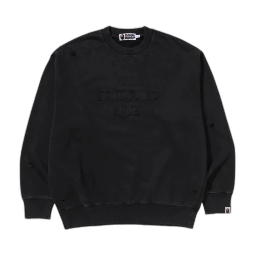 BAPE Garment Dye Logo Relaxed Fit Crewneck Sweatshirt 'Black'