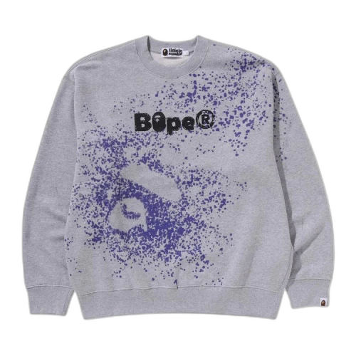 BAPE Spray Print Logo Relaxed Fit Crewneck Sweatshirt 'Grey'