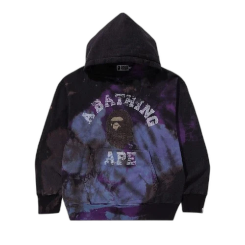 BAPE Tie Dye College Relaxed Fit Pullover Hoodie 'Black'