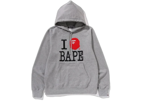 BAPE I Love Bape Pullover Hoodie Grey