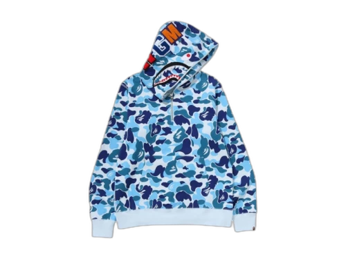 BAPE ABC Camo Shark Half Zip Pullover Hoodie Blue