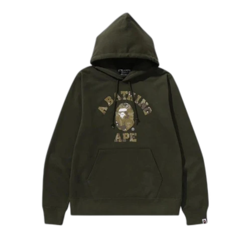BAPE Bitmap College Pullover Hoodie 'Olive Drab'