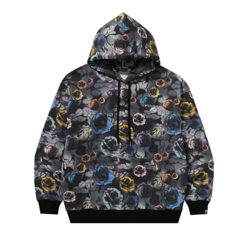 BAPE Floral Camo Pattern Relaxed Fit Pullover Hoodie 'Black'