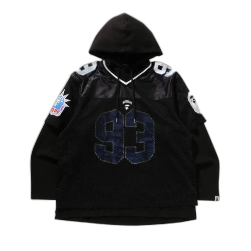 BAPE Multi Logo Layered Sleeves Relaxed Fit Football Jersey 'Black'
