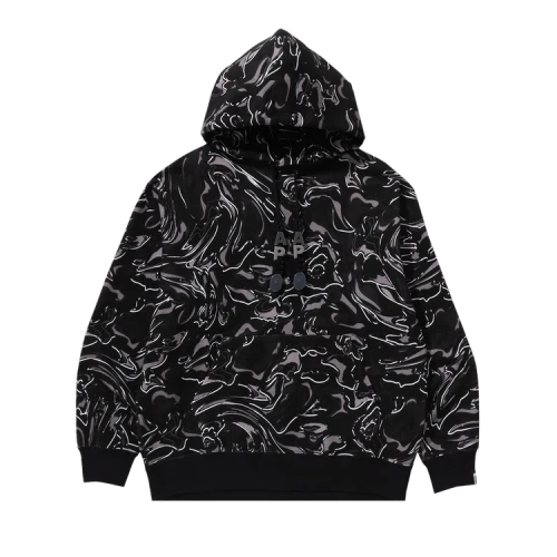 BAPE Marbling Camo Relaxed Fit Pullover Hoodie 'Black'
