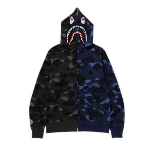 BAPE Color Camo Separate Shark Full Zip Hoodie 'Black/Navy'