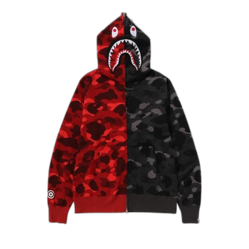 BAPE Color Camo Separate Shark Full Zip Hoodie 'Red/Black'