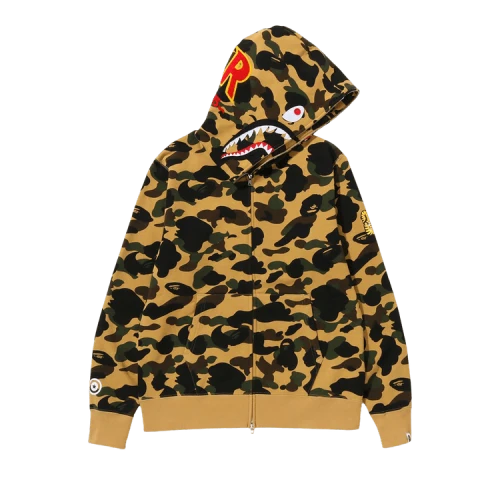BAPE 1st Camo 2nd Shark Full Zip Hoodie 'Yellow'