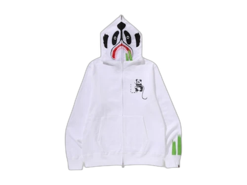 BAPE Panda Full Zip Hoodie White