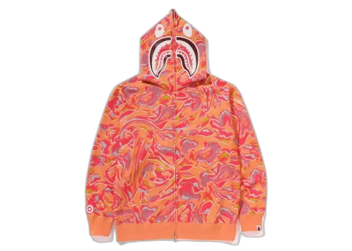 BAPE Marbling Camo Shark Relaxed Fit Full Zip Hoodie Black