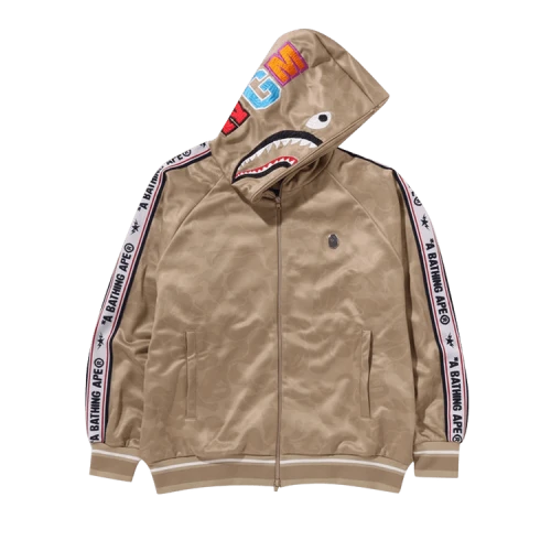 BAPE Solid Camo Relaxed Fit Shark Full Zip Hoodie 'Beige'