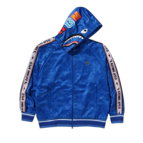 BAPE Solid Camo Relaxed Fit Shark Full Zip Hoodie 'Blue'