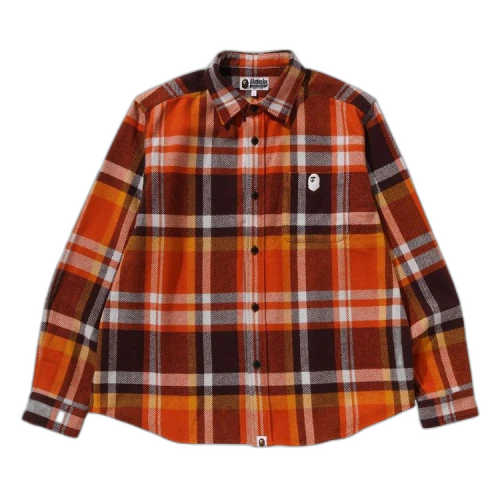 BAPE Check Relaxed Fit Shirt 'Orange'