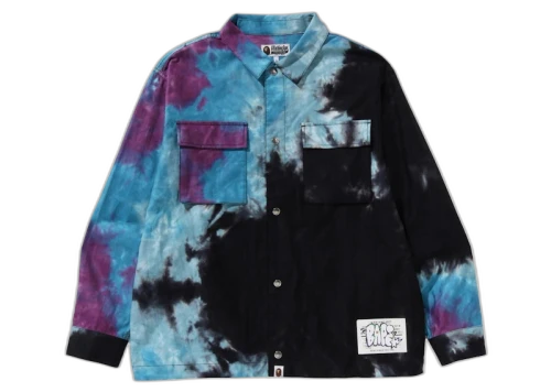 BAPE Tie Dye Relaxed Fit CPO Shirt Beige