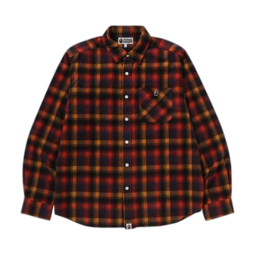 BAPE Ape Head One Point Check Relaxed Fit Shirt 'Red'