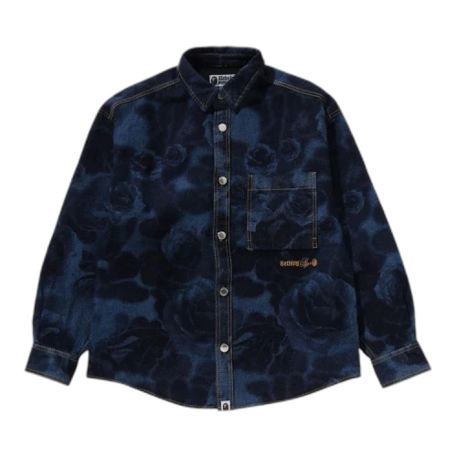 BAPE Floral Camo Jacquard 13Oz Denim Long-Sleeve Shirt 'Navy'