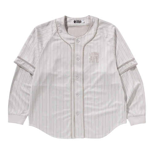 BAPE Stripe Layered Sleeves Long-Sleeve Baseball Shirt 'White'