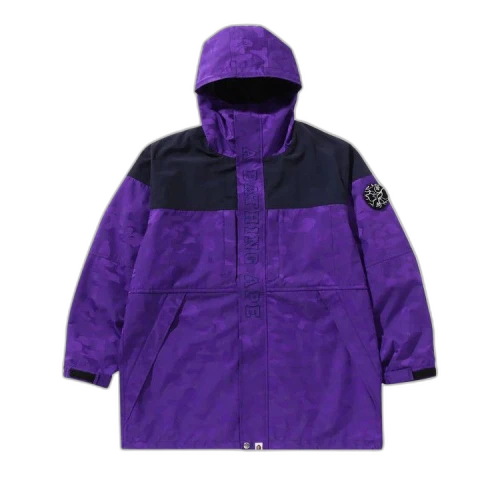 BAPE Solid Camo Jacquard Long Coat 'Purple'