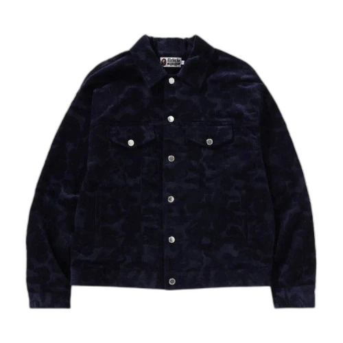BAPE Solid Camo Corduroy Trucker Jacket 'Navy'