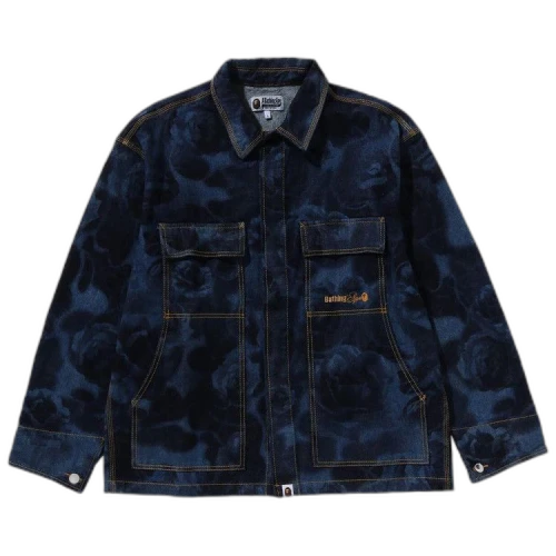 BAPE Floral Camo Jacquard 13Oz Denim Work Jacket 'Navy'