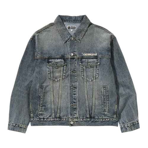 BAPE Distressed Denim Trucker Jacket 'Light Indigo'