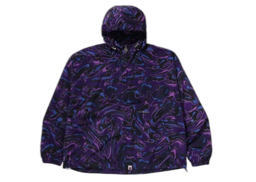 BAPE Marbling Camo Bathing Ape Logo Nylon Hooded Jacket Green