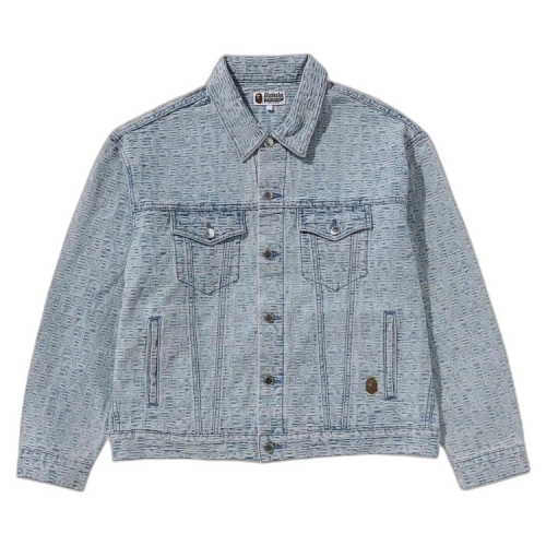 BAPE Lux Sport Pattern Jacquard Denim Trucker Jacket 'Light Indigo'