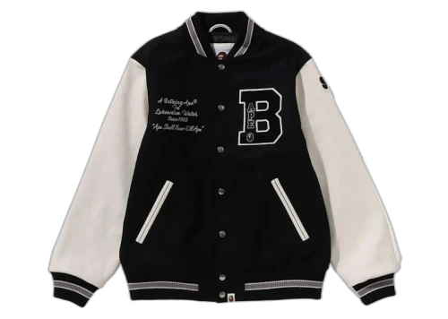 BAPE Embroidery Varsity Jacket Black