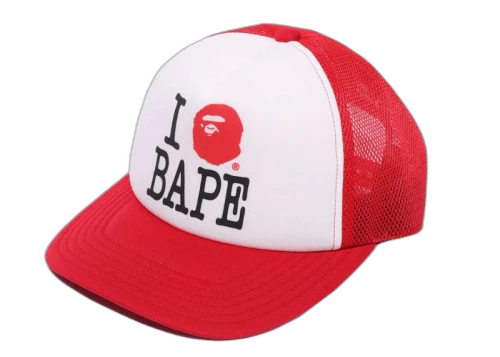 BAPE I Love Bape Mesh Cap Red