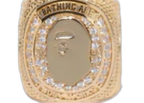 BAPE Rhinestone College Ring Gold