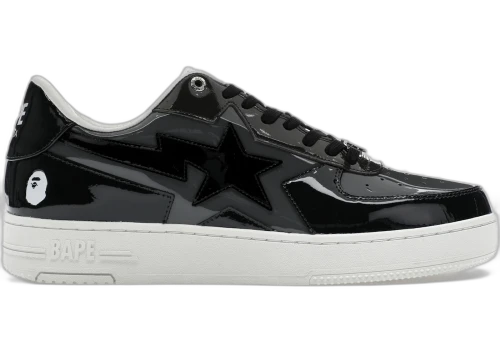 A Bathing Ape Bape Sta Icon Low Black Grey Patent
