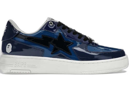 A Bathing Ape Bape Sta Icon Low Navy Blue Patent