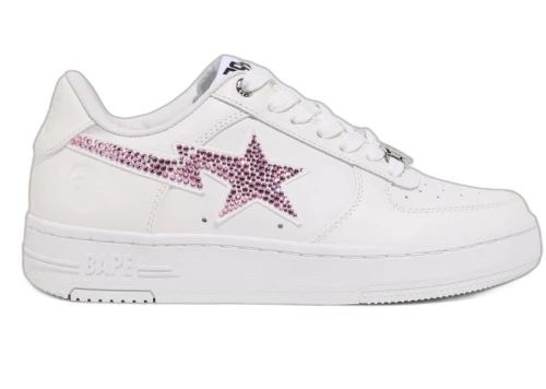 A Bathing Ape Bape Sta Low #50 White Pink Crystal