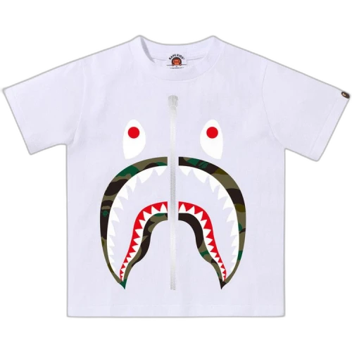 BAPE Kids 1st Camo Shark Tee 'White/Green'