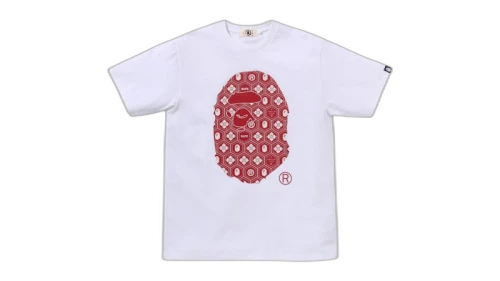 BAPE Traditional Japanese Pattern Ape Head Tee White/Red