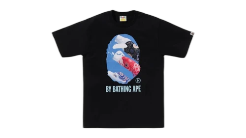 BAPE Carp Photo By Bathing Ape Tee Black