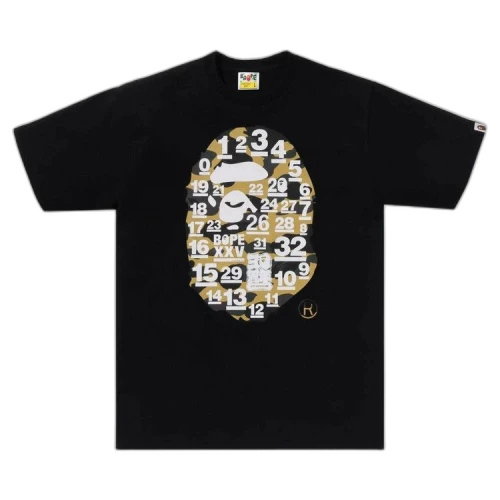 BAPE A Bathing Ape 32nd Anniversary 1st Camo Big Ape Head Tee 'Black/Yellow'
