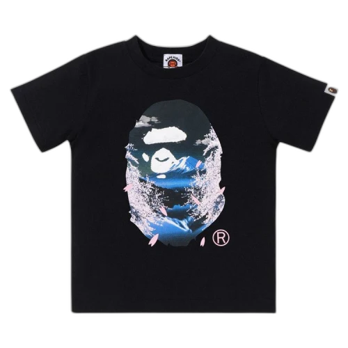 BAPE Kids Sakura Photo Ape Head Tee 'Black'