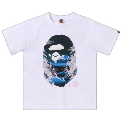 BAPE Kids Sakura Photo Ape Head Tee 'White'