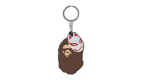 BAPE Japanese Fox Mask Rubber Keychain Multicolor
