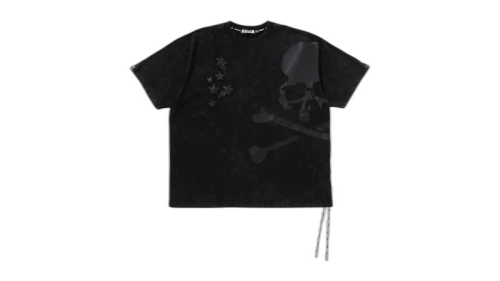 BAPE x MMJ Leather Sta Patch Skull Relaxed Fit Tee 16Th Black