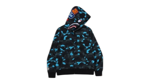 BAPE x Helinox Shark Full Zip Hoodie Black/Cyan Blue