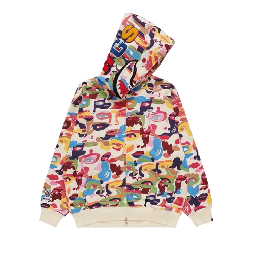 BAPE x KidSuper Camo Shark Full Zip Hoodie 'Multicolor'
