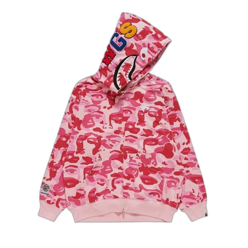 BAPE x KidSuper Camo Shark Full Zip Hoodie 'Pink'