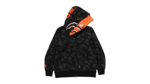 BAPE x Porter Stand Shark Full Zip Double Hoodie Black