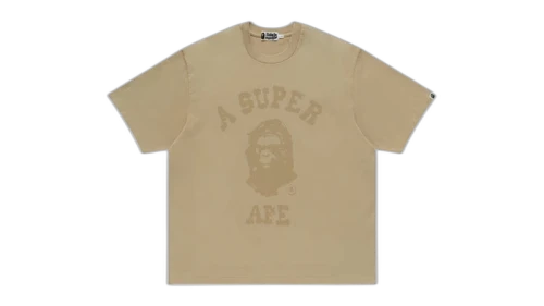 BAPE x KidSuper Garment Dye College Logo Tee Beige