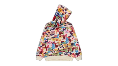 BAPE x KidSuper Camo Shark Full Zip Hoodie Multicolor